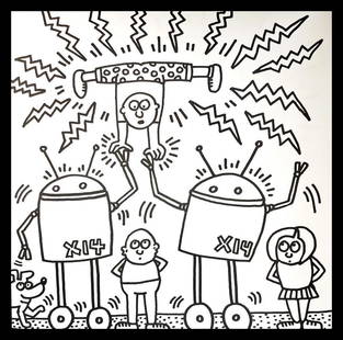 Keith Haring, Untitled V, Lithograph, 1985: Artist: Keith Haring Title: Untitled V Year: 1985 Dimensions: 11.5 in. by 11 in. Edition: From the rare limited edition of 300 Publisher: Keith Haring POP Shop NYC Medium: Lithograph on Paper Conditio