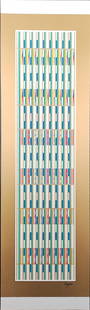 Yaacov Agam, Vertical Orchestration, Serigraph Signed & Numbered Number 24/54: Description Artist: Yaacov Agam Title: From the VERTICAL ORCHESTRATION portfolio Year: C1980s Dimensions: 26 in. by 8.5 in. Edition: 24/54 Medium: Silkscreen Condition: Excellent Signature Details: Ha