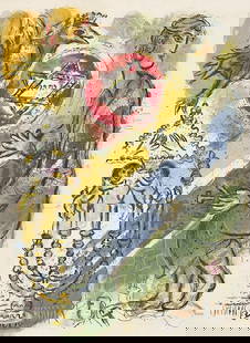 Marc Chagall, 'Bezaleel and his Two Golden Cherubim, 1966' original lithograph from The Story of the: Artist: MARC CHAGALL Title: Bezaleel and his Two Golden Cherubim (FROM STORY OF THE EXODUS) Medium: Lithograph on arches paper Image Size: 18.50x13.50 inches paper size: 20 x 15 inches Released: 1966