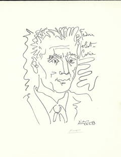 Pablo Picasso (after), 'Frederic Joliet Curie', Signed Limited Edition Lithograph, 1959: Pablo Picasso (1881-1973) (After) Offset lithograph . Signed in pencil Printed by Shuster, Paris. Citation: Czwiklitzer (German, 1981) Dimensions: (H 25.75" x W 19.5" Condition: Excellent