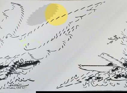 Pablo Picasso (After), 'La Colombe de L'avenir, 1962': Artist: PABLO PICASSO (AFTER ) Title: La Colombe de L'avenir Year: 1962 Published by: Combat Pour La Paix, Paris Medium: Lithograph on Rives BFK paper Printed by Mourlot Edition: 200 plus EA Size: 21.