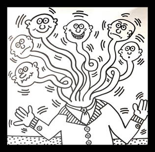 Keith Haring, Untitled V, Lithograph, 1985: Artist: Keith Haring Title: Untitled V Year: 1985 Dimensions: 11.5 in. by 11 in. Edition: From the rare limited edition of 300 Publisher: Keith Haring POP Shop NYC Medium: Lithograph on Paper Conditio