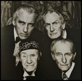 Terry O'Neill, Christopher Lee, Vincent Prince, John Carradine, And Peter Cushing In Costume For The
