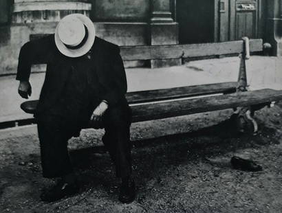 Brassai, Man Sleeping, 1932: Photographer: Brassai (pseudonym of Gyula Halász, 1899 – 1984) - historically important Hungarian photographer, sculptor and filmmaker who rose to fame in France. Title: Man Sleeping Type Of Print: