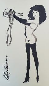 LeRoy Neiman, Playboy Femlin prepares to don her cap, Original Signed Watercolor Drawing