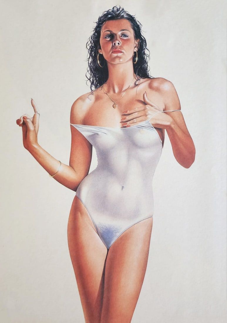 Hajime Sorayama Untitled Offset Lithograph 1985 (6): Artist: Hajime Sorayama Title: FOREVER YOUNG Type: Date: Paper: Medium weight - satin/matte finish. Publisher: Origin: Print Border: No - full-bleed print. Condition: Excellent Verso: Professionally m