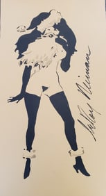 LeRoy Neiman, Playboy Femlin is Santa Claus, Original Signed Watercolor Drawing