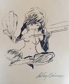 LeRoy Neiman, Playboy Femlin sketch, Original Signed Watercolor Drawing