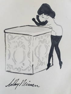 LeRoy Neiman, Playboy Femlin receives a gift, Original Signed Watercolor Drawing: Artist: LeRoy Neiman Title: Playboy Femlin Medium: Watercolor on Paper Subject: Playboy Magazine Femlin Condition: Very Good Size: 10.5 x 8 Inches Condition Excellent Buyer's Premium 25%