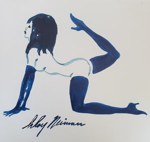 LeRoy Neiman, Playboy Femlin poses for you VIIII, Original Signed Watercolor Drawing