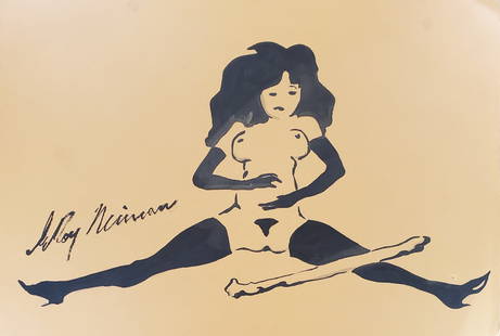 LeRoy Neiman, Playboy Femlin is tuckered out, Original Signed Watercolor Drawing: Artist: LeRoy Neiman Title: Playboy Femlin Medium: Watercolor on Paper Subject: Playboy Magazine Femlin Condition: Very Good Size: 12 x 8 Condition: Very Good - Excellent