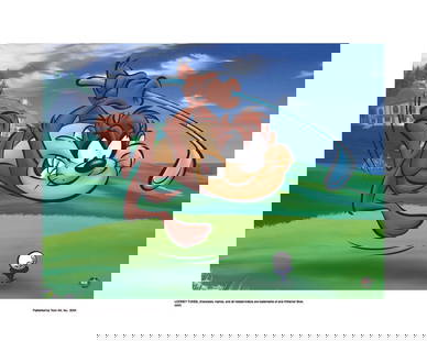 Warner Bros, Looney Tunes, Taz The Tazmanian Devil, 'Golfing': Title: Taz The Tazmanian Devil, Golfing Subject: Looney Tunes Publisher: Classic Moments Type: Animation Giclee Paper: MT600 Year Produced: Circa 2000-2010 Size: 16" x 20" Condition: Excellent License