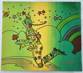 Peter Max Cosmic Flyer Green Mixed Media on Paper C1990