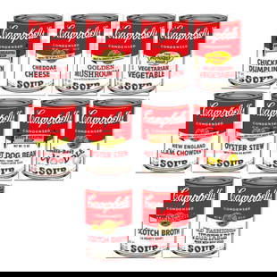 Andy Warhol, "Soup Can Series Ii", 10 Piece Portfolio, Sunday B. Morning Serigraph: Andy Warhol, Campbell Soup II, Screenprint Suite of 10 Pieces Sunday B Morning Artist: Andy Warhol Title: "Soup Can Series II" Size: 35" X 23" each Verso: Fill in your own signature and, published by