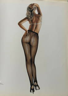 Hajime Sorayama "Untitled" Offset Lithograph 1985: Hajime Sorayama Untitled Medium: Offset lithograph Image Size: 12 X 8.5 Matted Size: 16 X 14 Print Date: 1985 In excellent condition Condition Excellent Condition Report Excellent