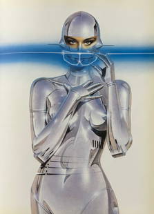 Hajime Sorayama "Untitled" Offset Lithograph 1985: Hajime Sorayama Untitled Medium: Offset lithograph Image Size: 12 X 8.5 Matted Size: 16 X 14 Print Date: 1985 In excellent condition Condition Excellent Condition Report Excellent