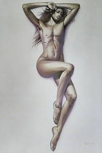 Hajime Sorayama, 'Untitled', Offset Lithograph - Large Format, 1997: Artist: Hajime Sorayama Title: Untitled Year: 1997 Offset Lithograph Dimensions: 14in. by 10in. Mount Board Size 16 x 20 Professionally dry Mounted on acid free backing with a 4 ply matt In Excellent