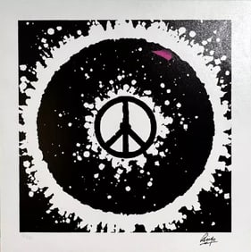 Ringo Starr, 'Black & White Peace Sign', Hand Signed Limited Edition