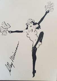 LeRoy Neiman, Playboy Femlin Cheers for you, Original Signed Watercolor Drawing