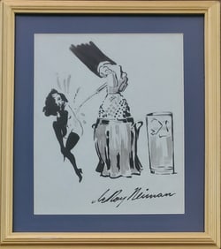 LeRoy Neiman, Playboy Femlin gets doused, Original Signed Watercolor Drawing