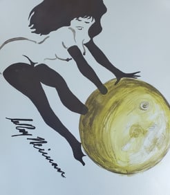 LeRoy Neiman, Playboy Femlin Rolls The Moon, Original Signed Watercolor Drawing