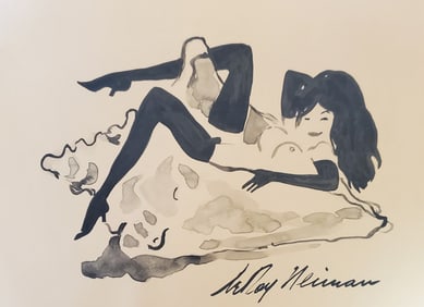 LeRoy Neiman, Playboy Femlin on the rocks, Original Signed Watercolor Drawing