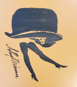 LeRoy Neiman, Playboy Femlin Carrying a hat, Original Signed Watercolor Drawing