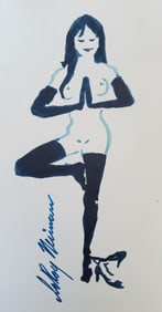 LeRoy Neiman, Playboy Femlin is at peace, Original Signed Watercolor Drawing