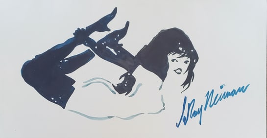 LeRoy Neiman, Playboy Femlin performing yoga, Original Signed Watercolor Drawing