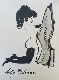LeRoy Neiman, Playboy Femlin seduced by a shoe, Original Signed Watercolor Drawing