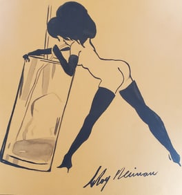 LeRoy Neiman, Playboy Femlin Indulges in a drink, Original Signed Watercolor Drawing