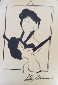 LeRoy Neiman, Playboy Femlin Admires Her New Art, Original Signed Watercolor Drawing