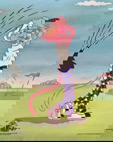 Mgm, Pink Panter Playing Golf, Limited Edition Animation Cel
