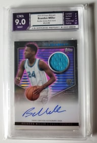 Brandon Miller Topps Rookie Auto Game Worn Jersey Card Gem 9