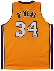 Shaq, Beckett Certified Autographed Los Angeles Lakers Basketball Jersey