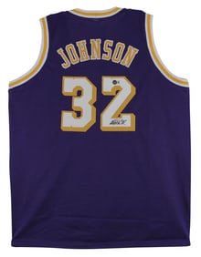 Magic Johnson, Beckett Certified Autographed Los Angeles Lakers Basketball Jersey