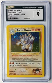 Brock's Rhydon 2000 Gym Heroes Holo Pokemon Card Gem Mint 9