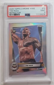 The Rock 2025 Topps Chrome WWE Refractor PSA 9