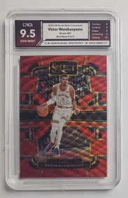 Victor Wembanyama 2023-24 Panini Select Concourse Rookie Red Wave Prizm Basketball Card Gem Mint 9.5