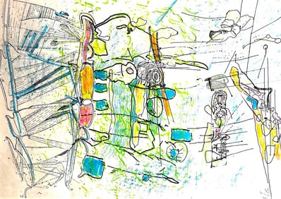 Roberto Matta, 'Sans Titre', Hand Signed Original Mixed Media Collage