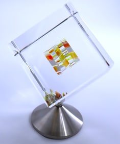 Jon Kuhn, 'Sunflower', 5-Layers Glass Art 3D Cube Sculpture, 2024
