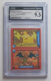 Charizard/Pikachu 2022 Spanish Flash Editorial Gold Foil Pokemon Card CGC Mint 9.5