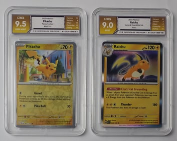Lot of 2 Pokemon Cards featuring Raichu