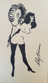 LeRoy Neiman, Playboy Femlin poses plafully, Original Signed Watercolor Drawing