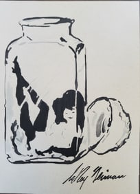 LeRoy Neiman, Playboy Femlin caught in a jar, Original Signed Watercolor Drawing