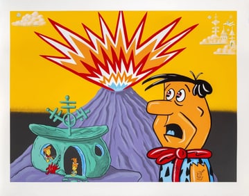 Kenny Scharf, Flinstones, Signed Limited Edition Serigraph, 1998