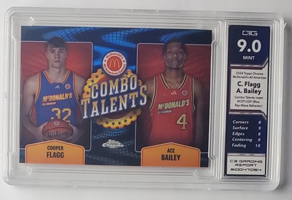 Cooper Flag & Ace Bailey Mcdonalds Blue Ray Wave Refractor Gem Mint 9 Basketball Card