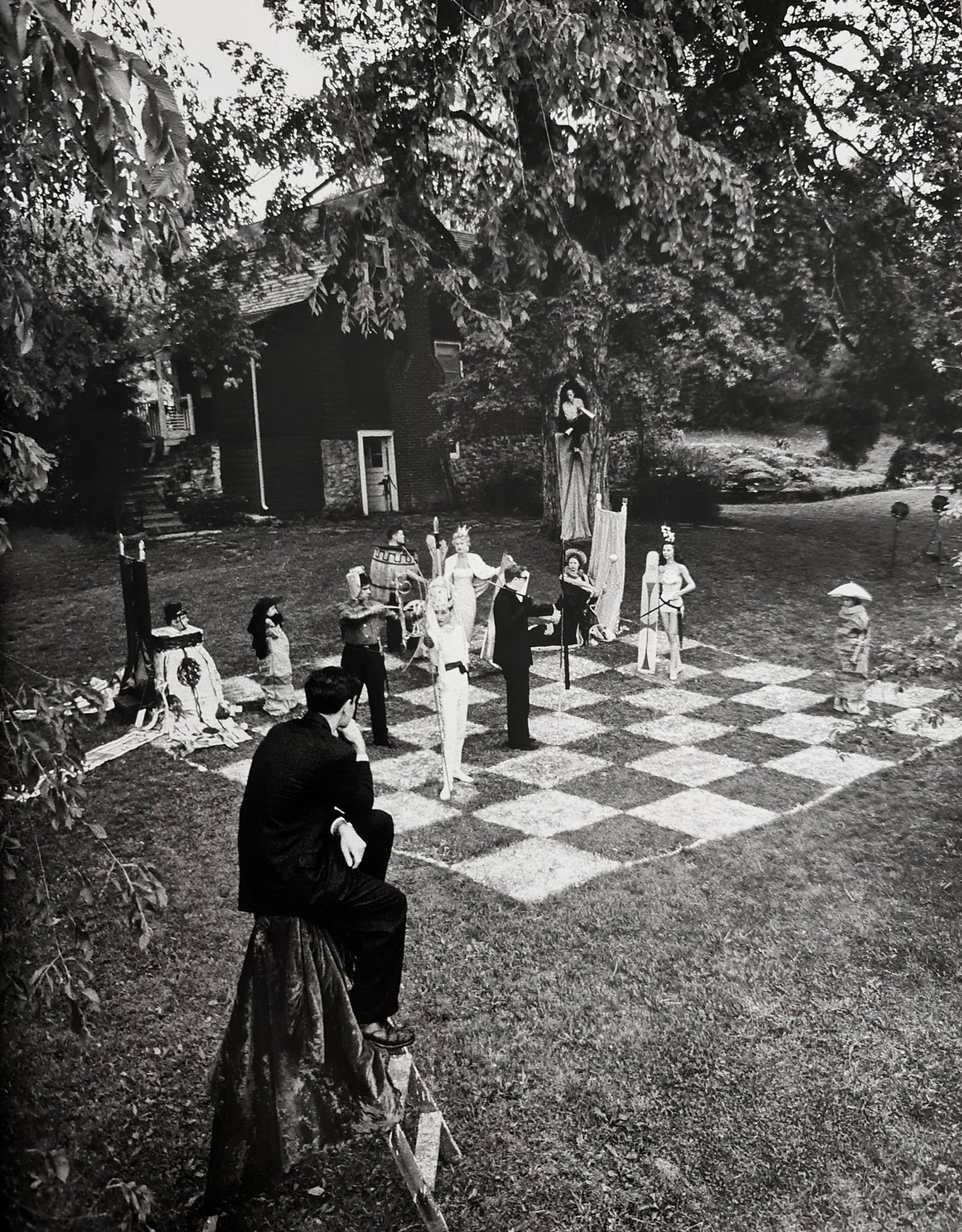 Phillipe Halsman, Marcel Duchamp in tree, 1956: Photographer: Philippe Halsman (Latvia born American, 1906 - 1979) - internationally renowned portrait and fashion photographer, one of the most important and influential photographers from the 1940's
