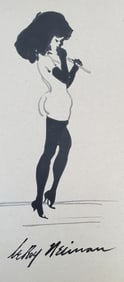 LeRoy Neiman, Playboy Femlin Practices her flutes, Original Signed Watercolor Drawing