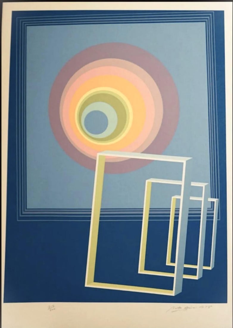 Rita Simon, Spacescape, Screenprint: Artist: Rita Simon Title: Spacescape Medium: Screenprint Signed: Hand Signed Edition: From the Edition of 300 Measurements: 26 x 36 Condition: Excellent Rita Simon is an American artist whose complex